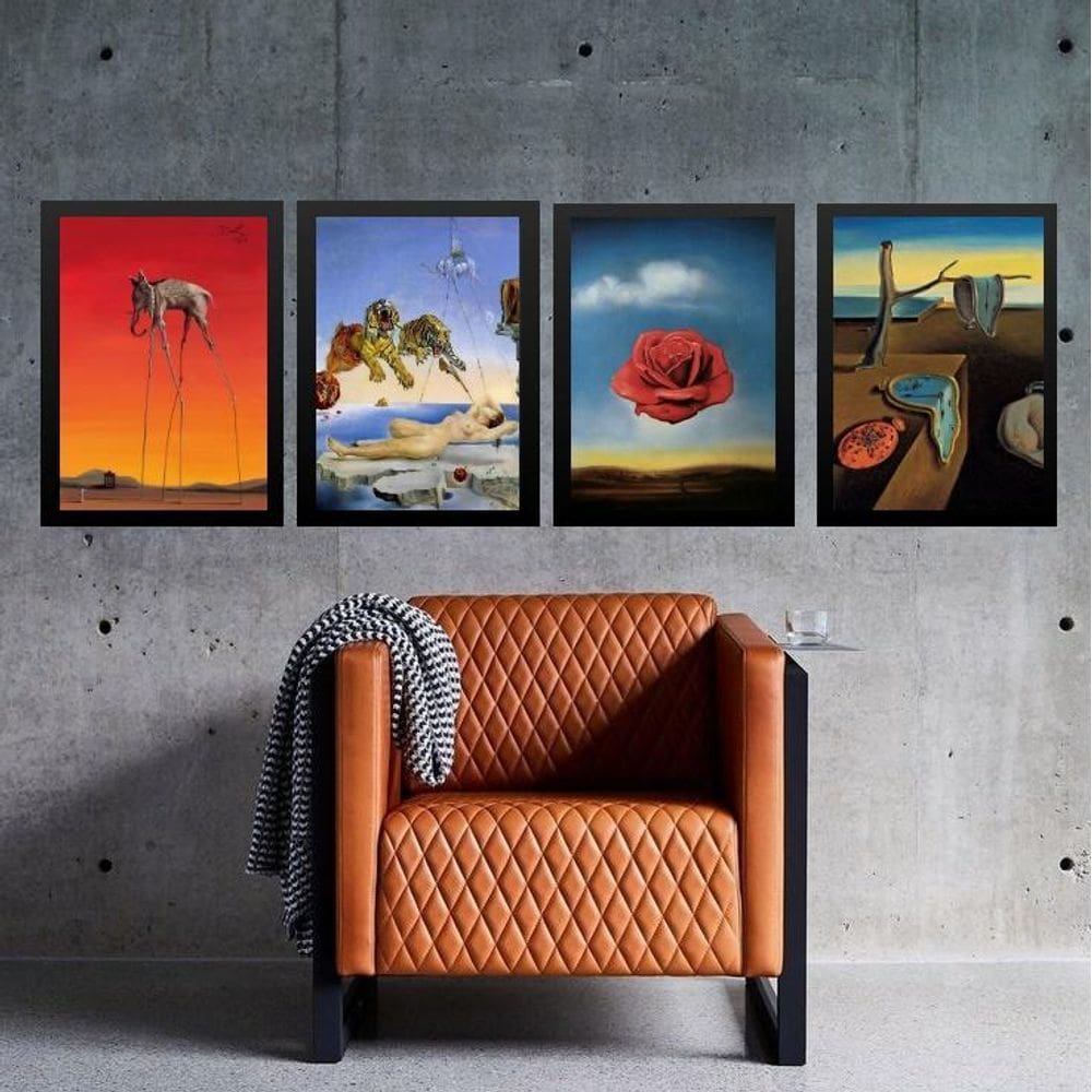 Kit 4 Quadros Artes Salvador Dalí 45X34Cm