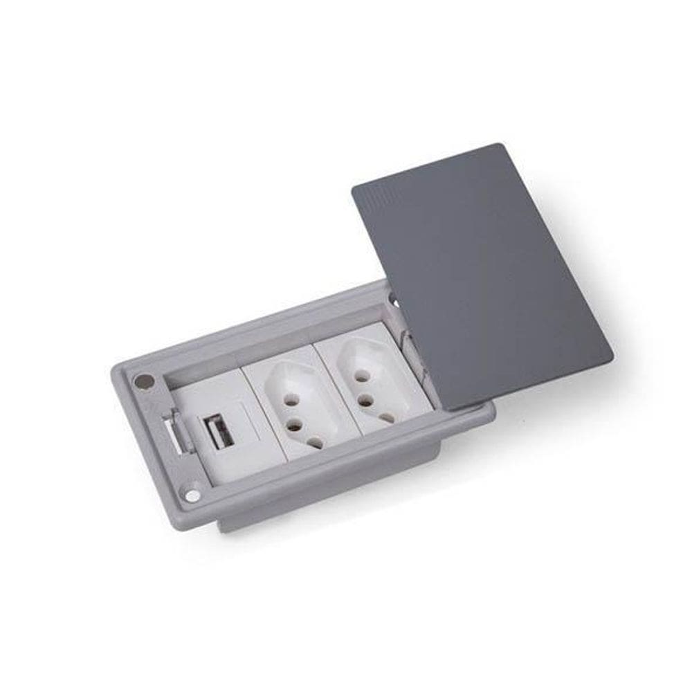 Caixa De Embutir Abs Facility 3 Blocos Sem Bloco - Cinza -