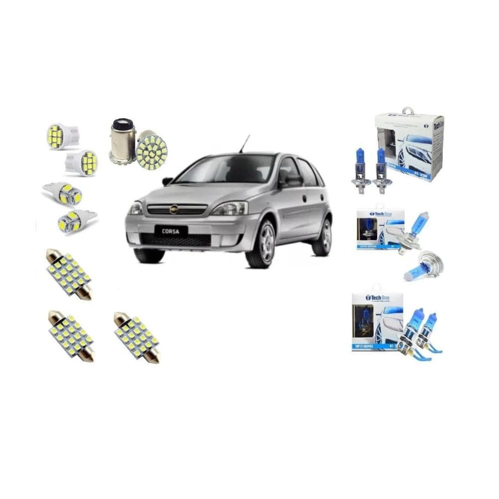Kit Lampada Super Branca + Led Teto Corsa Hatch Techone