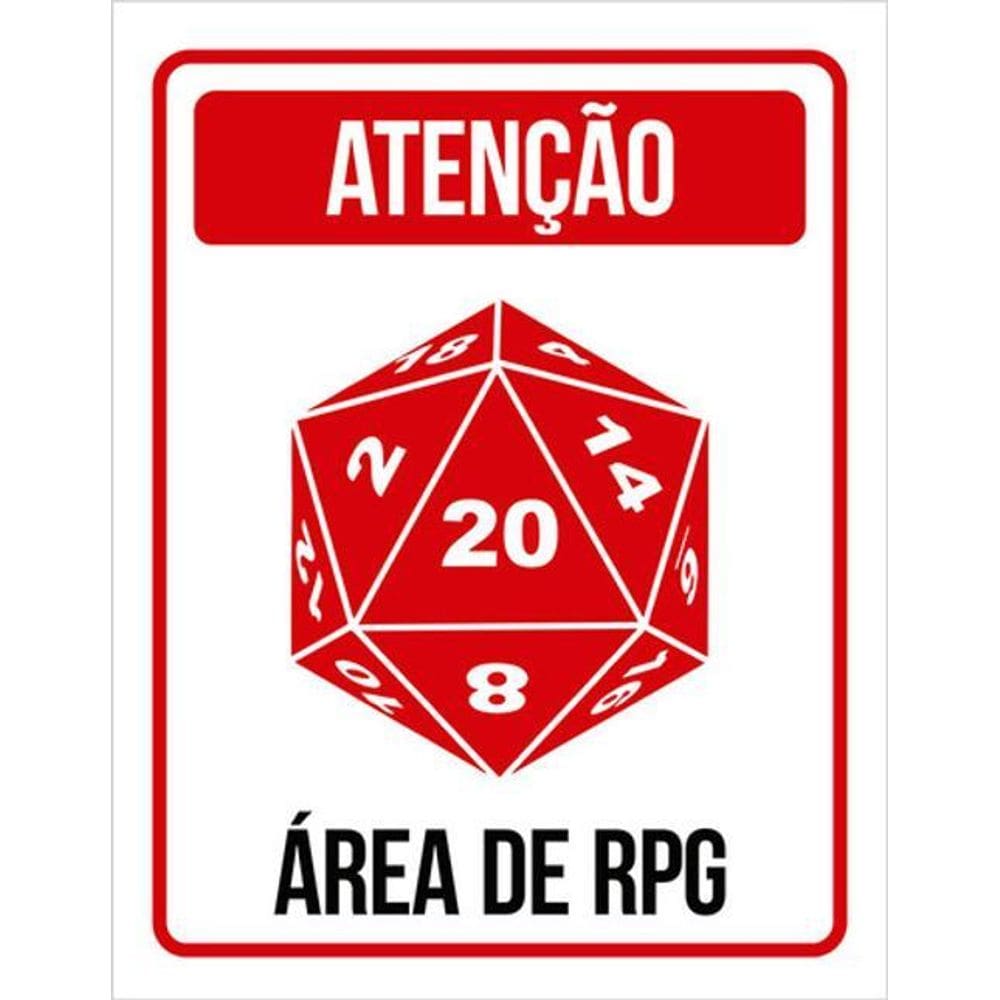 Kit 3 Placas Decorativa - Dado D20 Atenção Área De Rpg