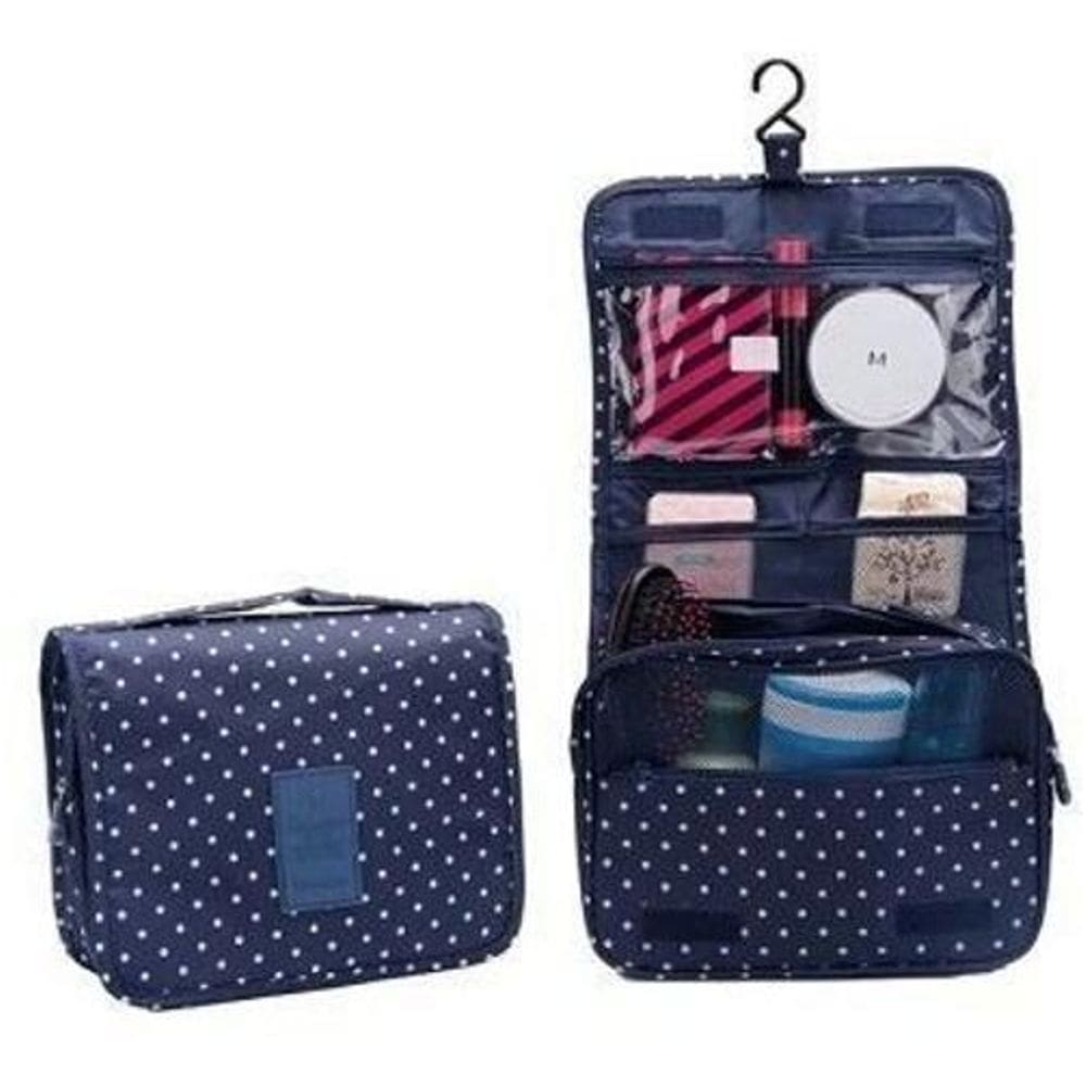 Necessaire Em Nylon Organizadora Higiene Viagem Cor:Azul