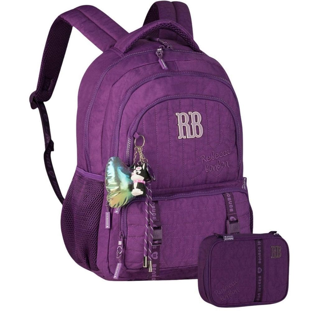 Kit Mochila Costas Rebecca Bonbon Meninas E Estojo Box Lilás