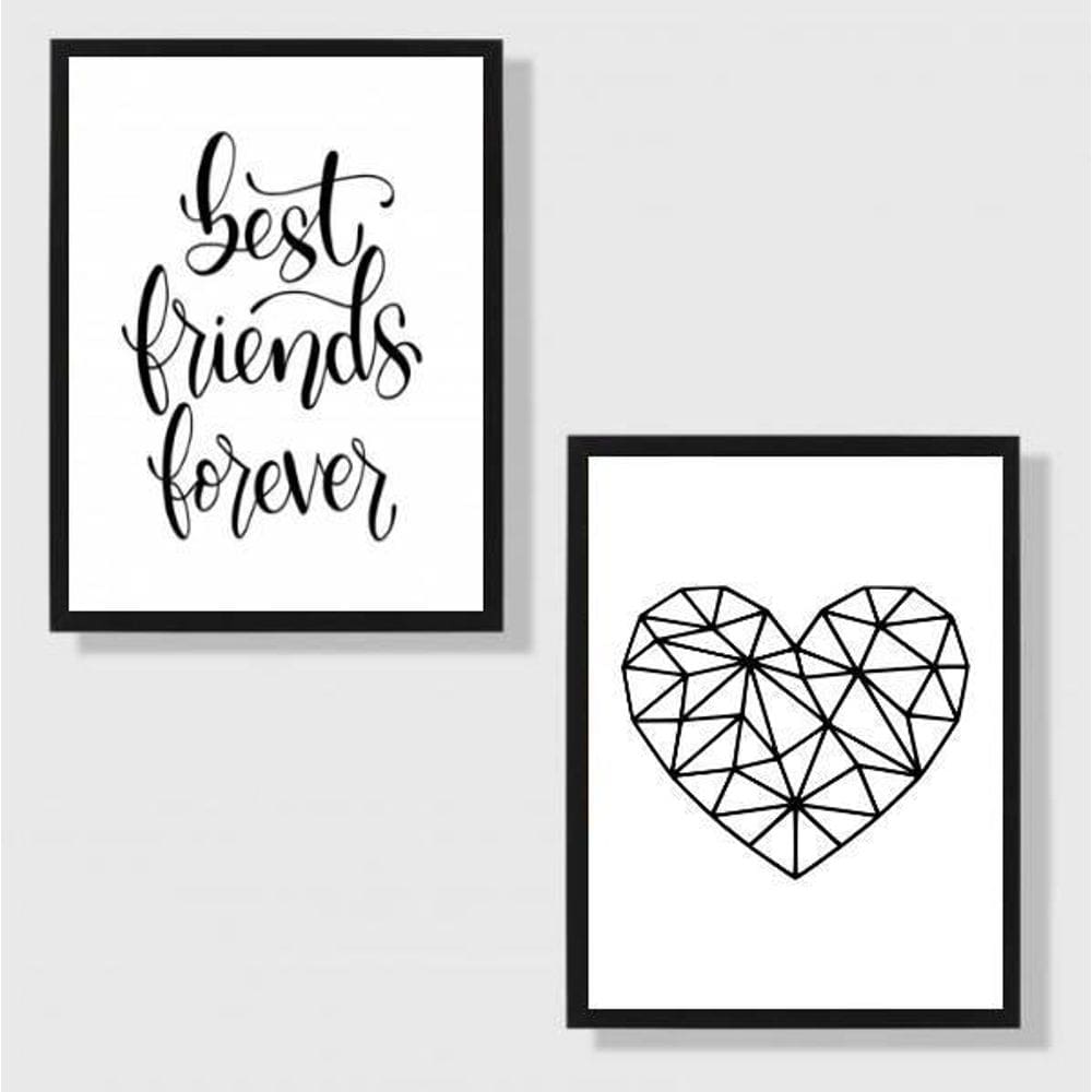 Kit 2 Quadros Best Friends Forever 24X18Cm