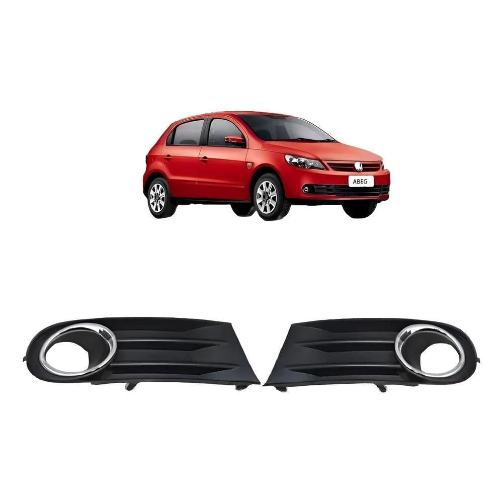 Grade Parachoque Gol G5 Com Furo Milha Cromado 2 Peças Prate