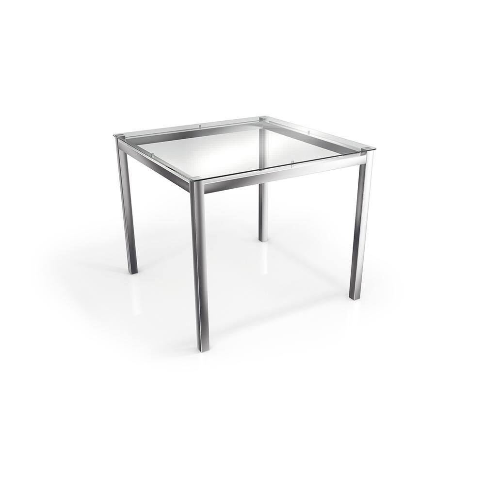 Mesa Reno Cromada Com Tampo de Vidro Incolor 90cm