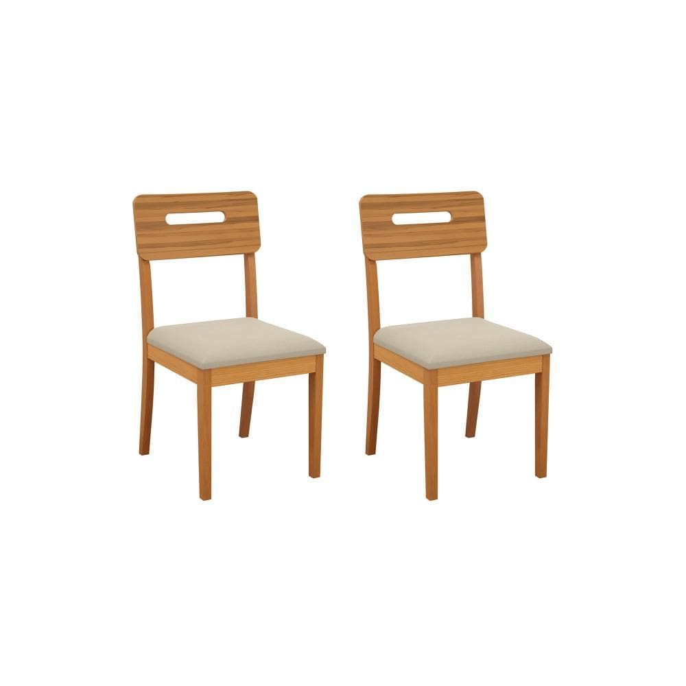 Par de Cadeiras em Madeira Maciça Kappesberg Lila Linho Areia