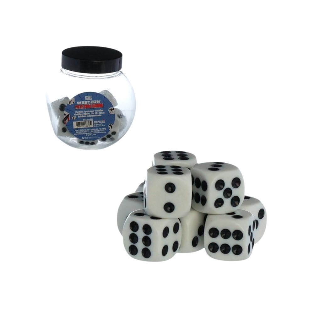 Pote com 10 Dados Acrílico - Western