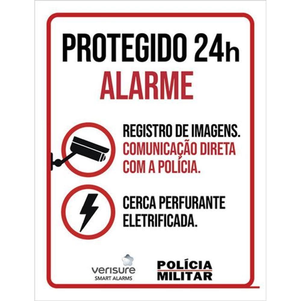 Kit 10 Placa Segurança Protegido 24H Alarme Polícia 36X46