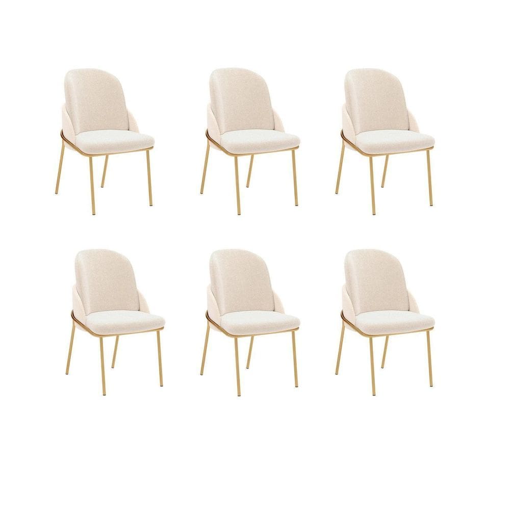 Kit 06 Cadeiras em Metal Dourado para Sala de Jantar Vitta Dourado/Pérola