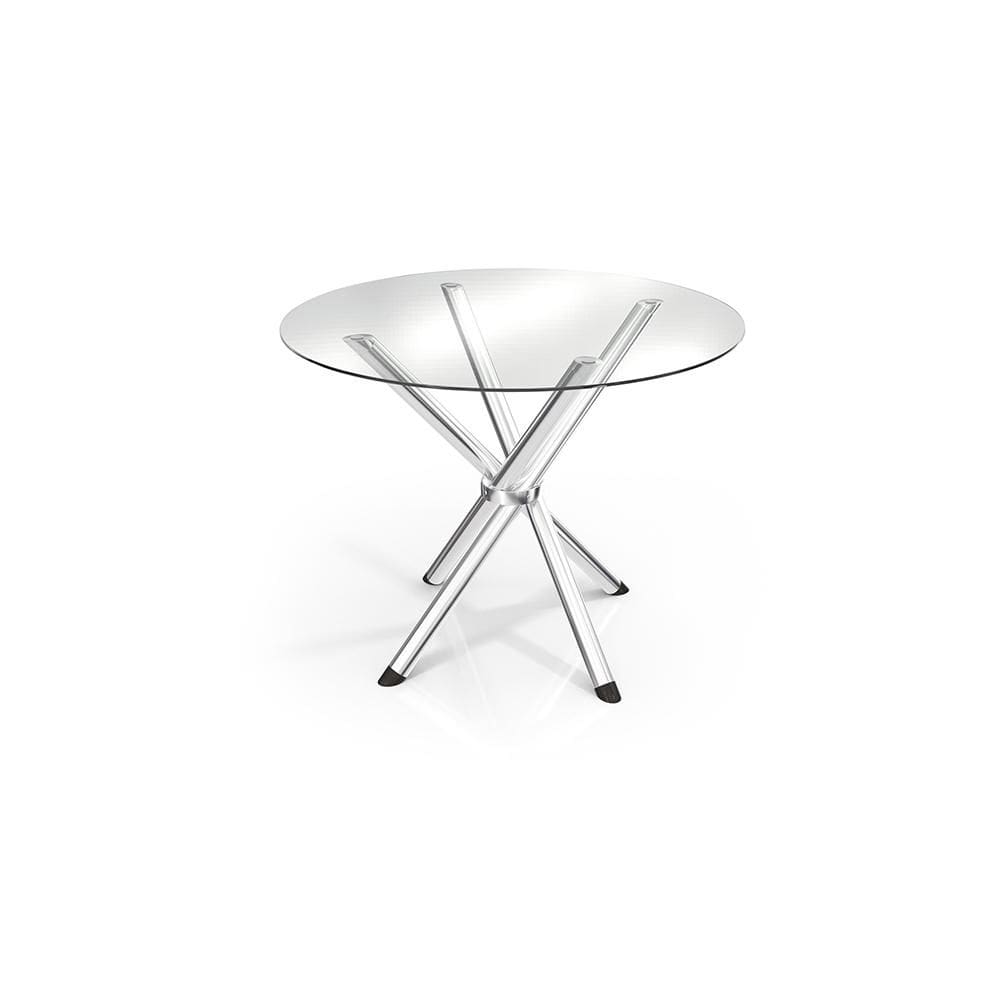 Mesa Volga Cromada Com Tampo de Vidro Incolor 95cm