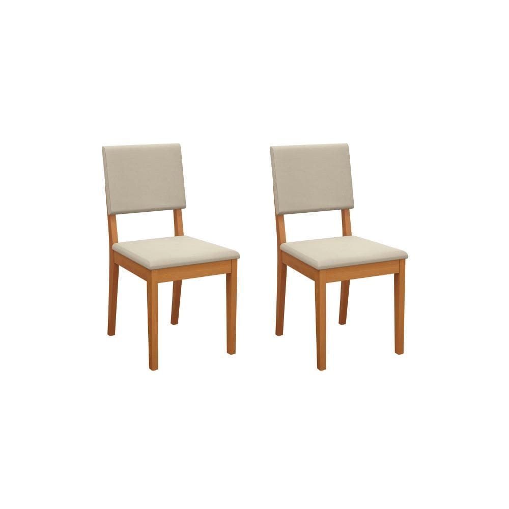 Par de Cadeiras em Madeira Maciça Kappesberg Dora Linho Areia