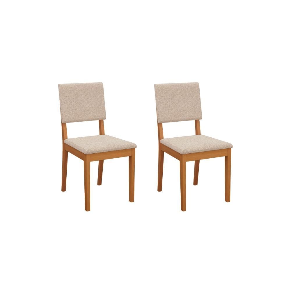 Par de Cadeiras em Madeira Maciça Kappesberg Dora Linho Mesclado Areia