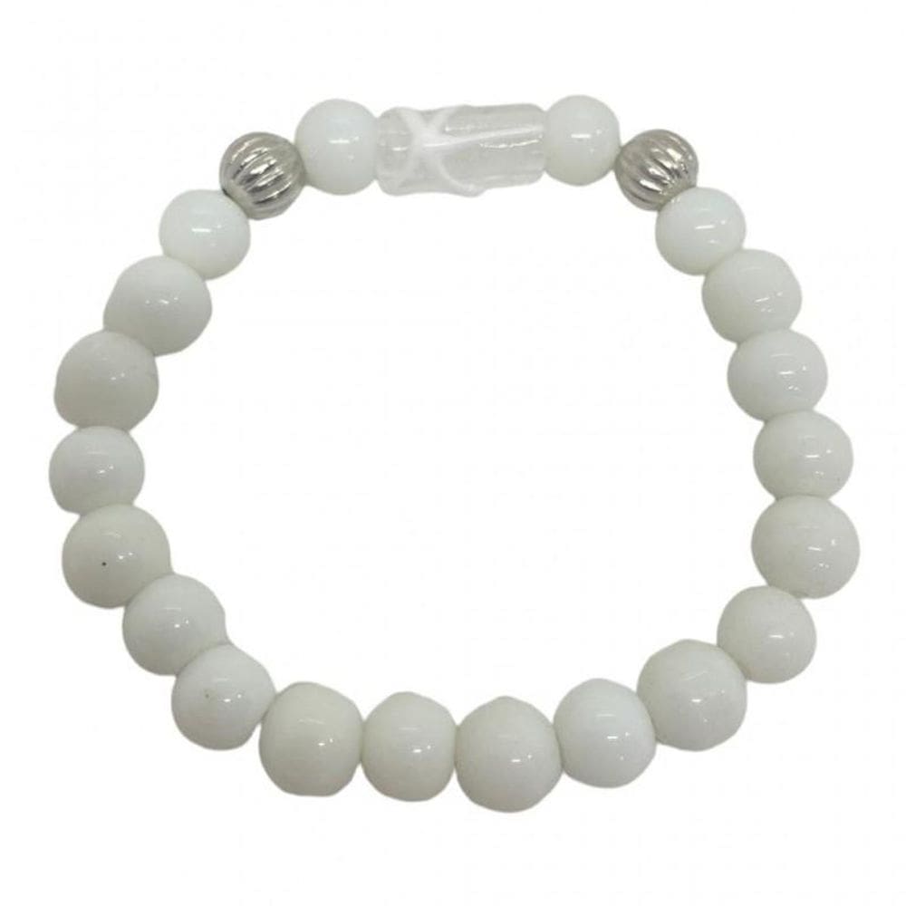 Pulseira Xango Firma Branco Ayra Cristal E Silicone