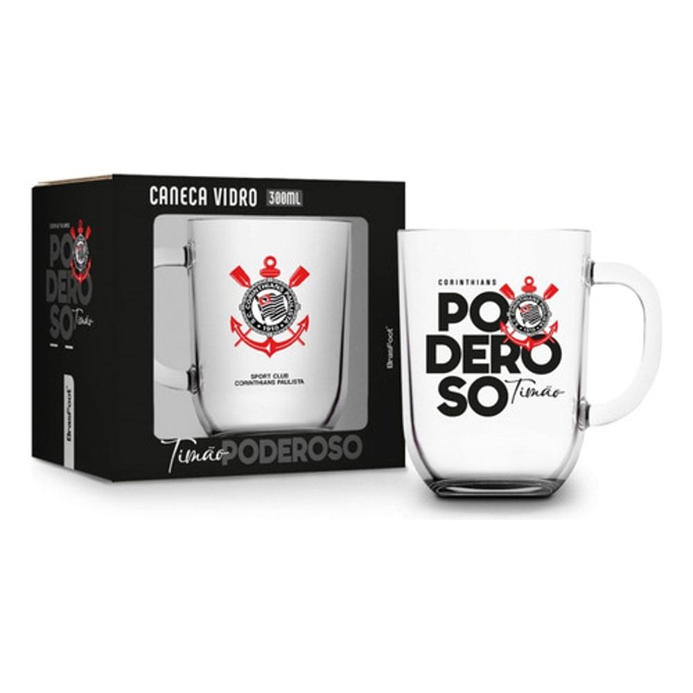 Caneca de Vidro Toronto - Corinthians - 300ml - Brasfoot