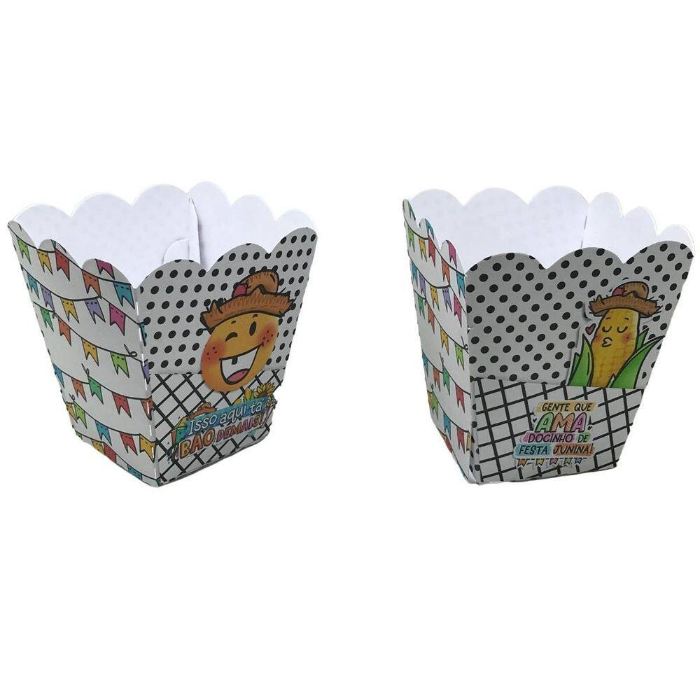 Caixinhas De Pipoca Festa Junina Branca Kit 50 Unidades