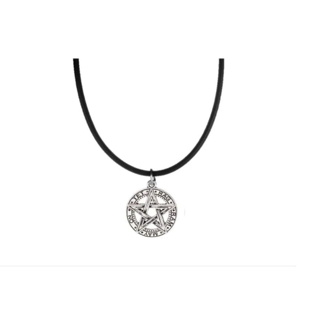 Colar Pentagrama Prateado sintético Pingente 25X20 Mm