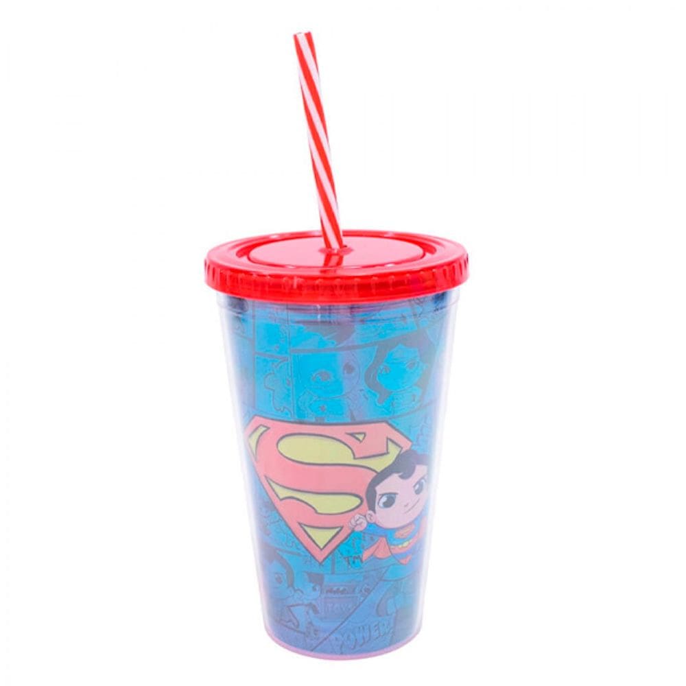 Copo com Canudo Super Homem DC Comics 450ml - Tasco Inport