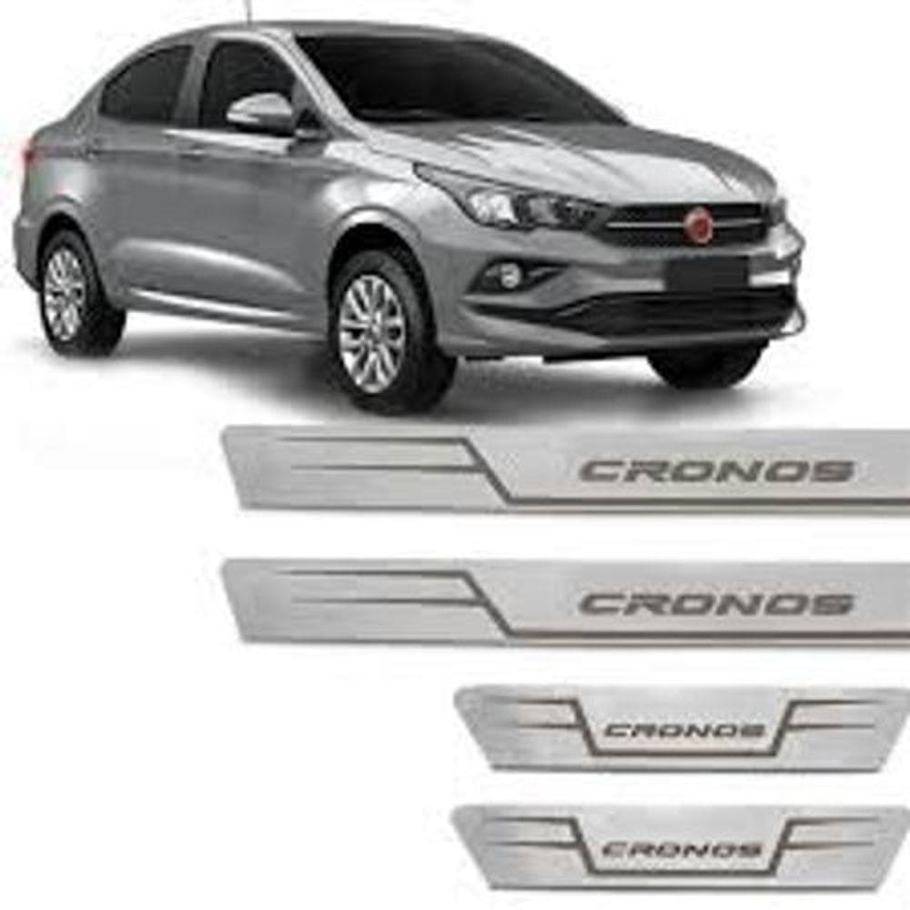 Soleira Baixo Relevo Em Aço Inox Fiat Cronos Todos Os Anos