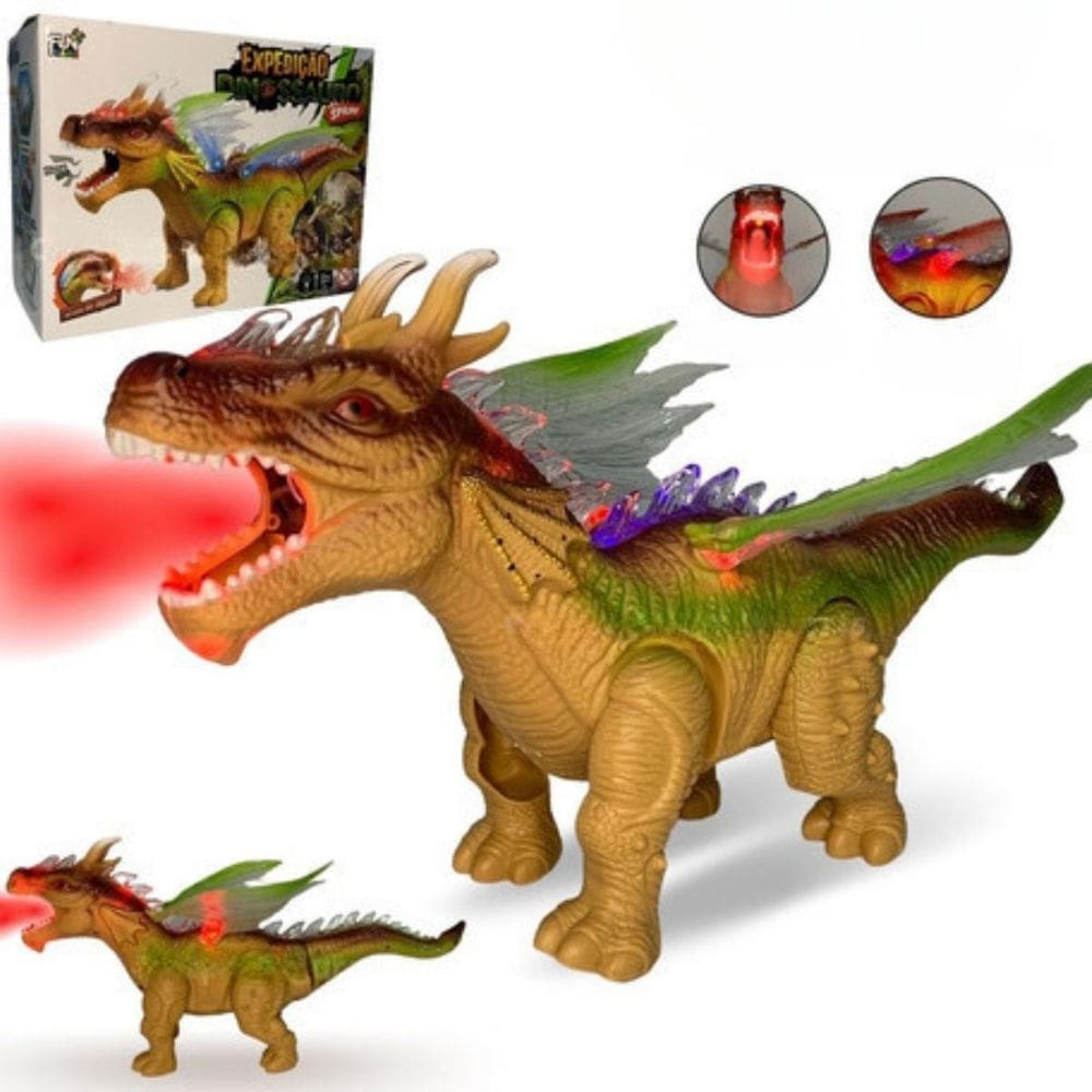 Dragão que Solta Fumaça de Brinquedo com Som e Luz - Europio