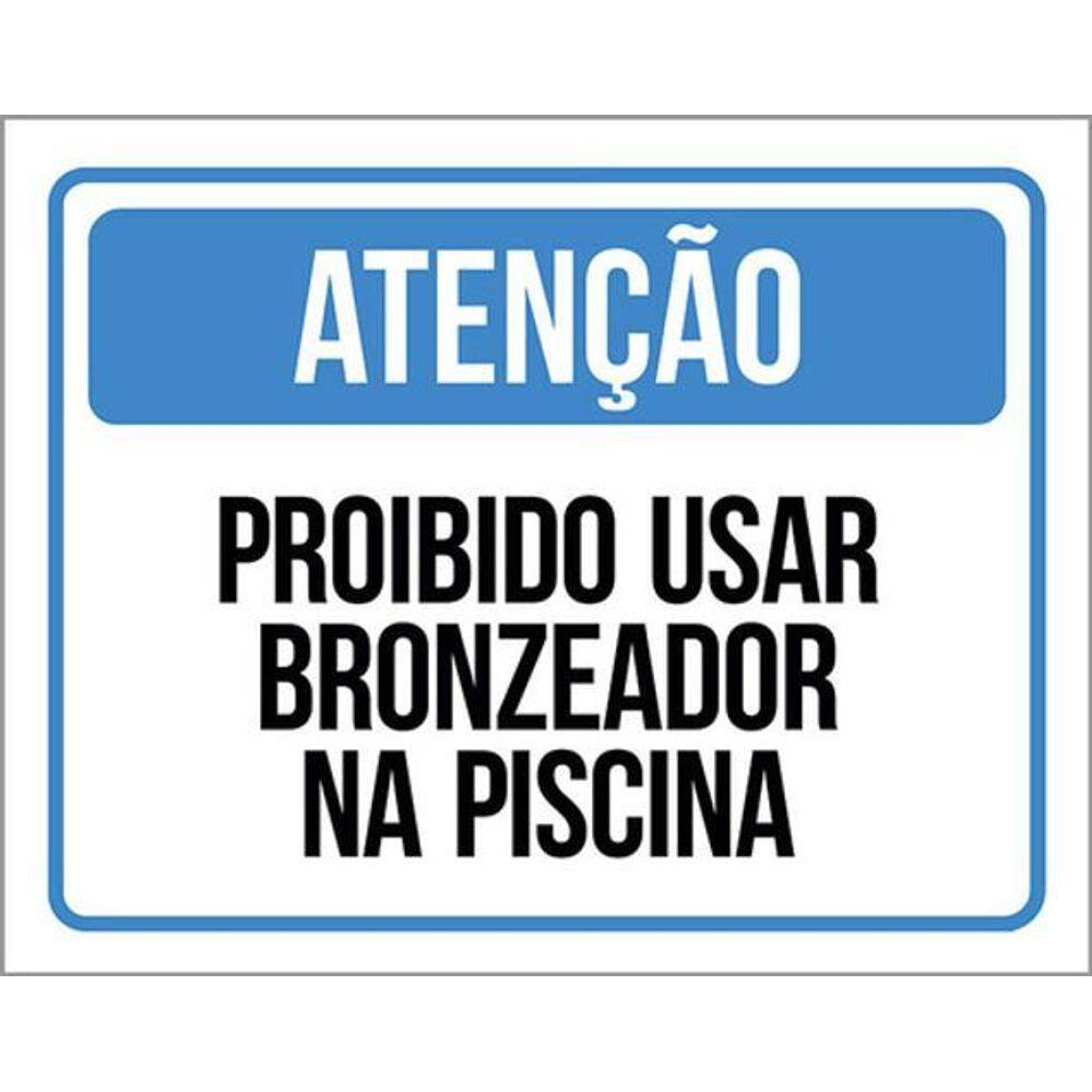 Kit 5 Placa Proibido Usar Bronzeador Na Piscina36X46