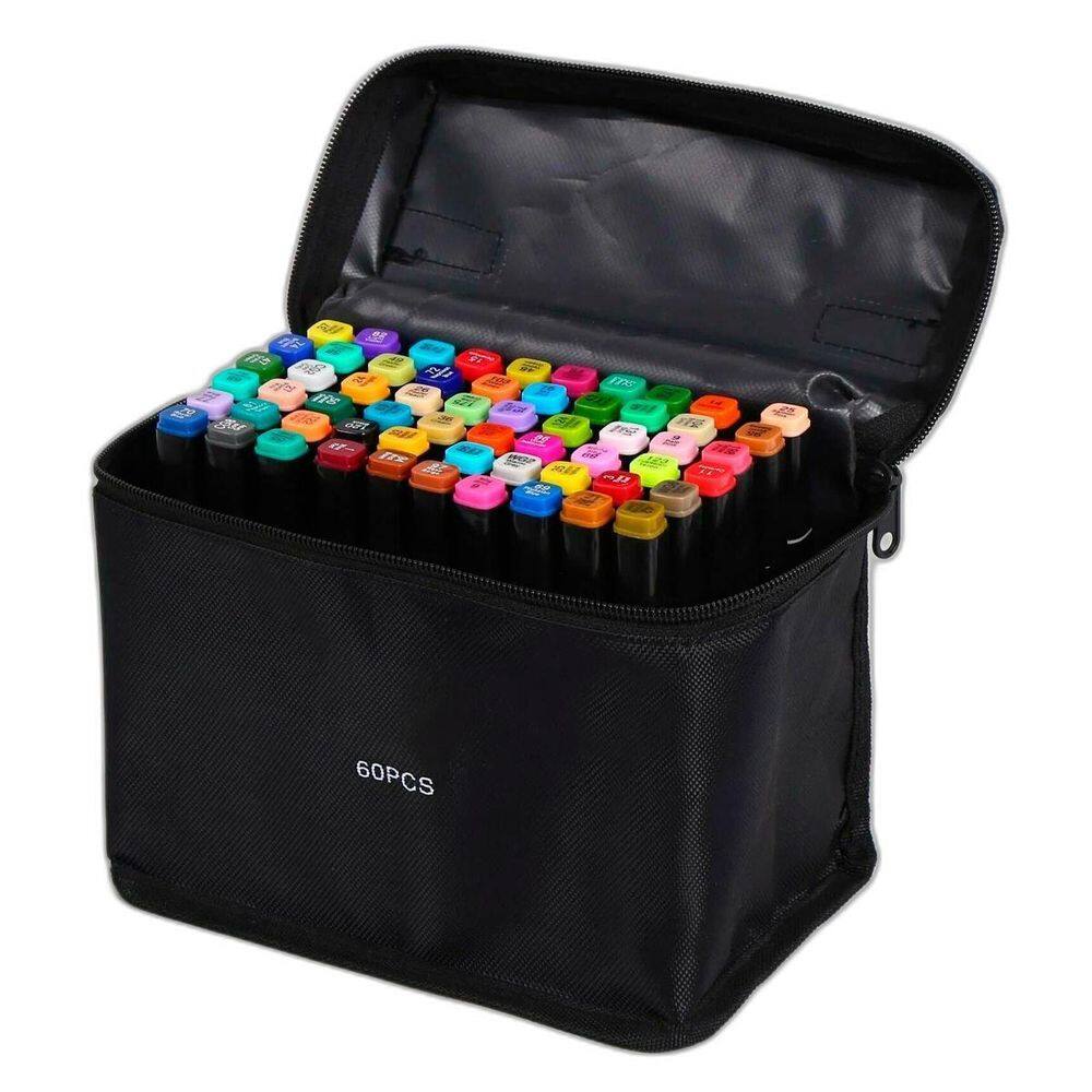 Estojo Canetinhas 60 Unidades Pintura Escolar Coloridas