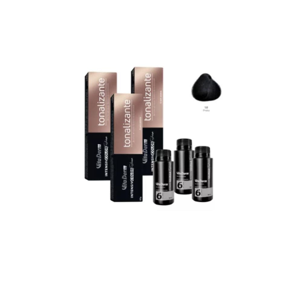 Kit Vita Derm Tonalizante 1.0 Preto + Ox De 6 Volumes