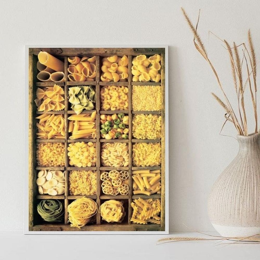 Quadro Decorativo Fotografia Tipos De Massas 24X18Cm - Vidro