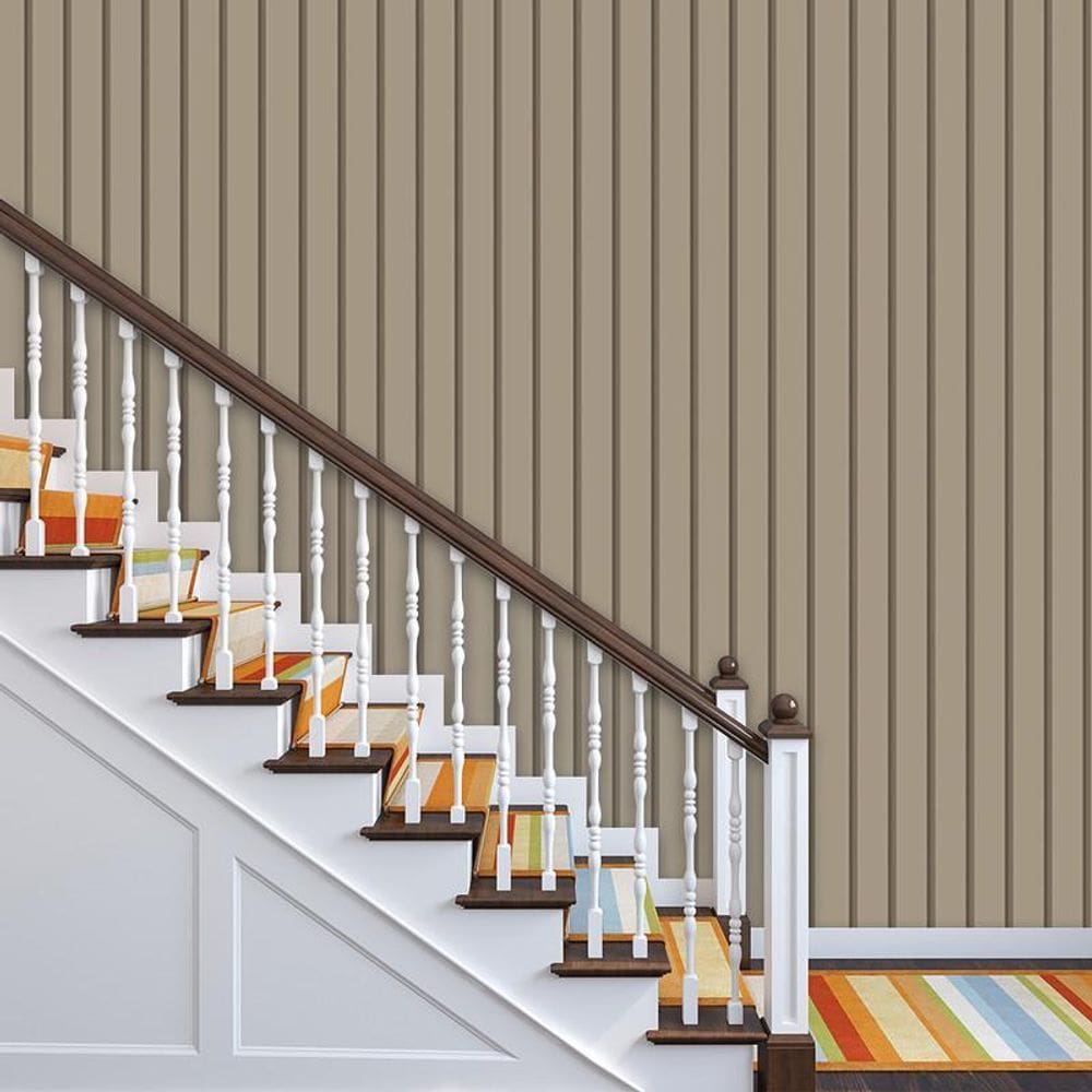 Papel De Parede Imitação Ripa Bege Andiroba Lavável Adesivo