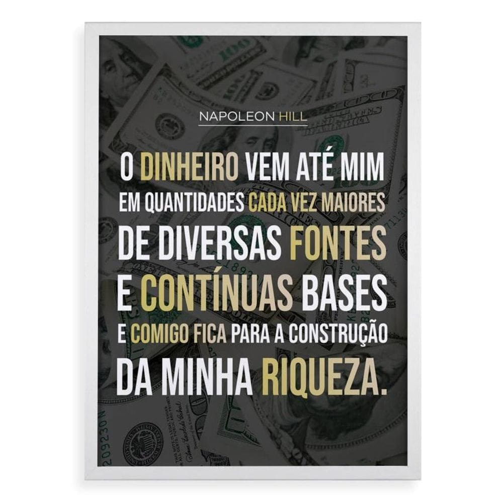 Quadro Lei Da Atração - Napoleon Hill 24X18Cm - Com Vidro