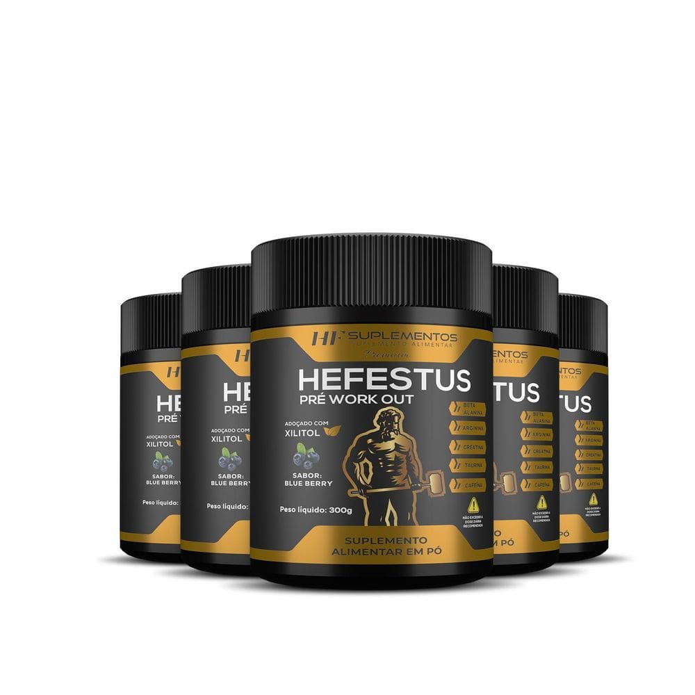 5X Hefestus Pre Treino Hf Suplementos Blueberry