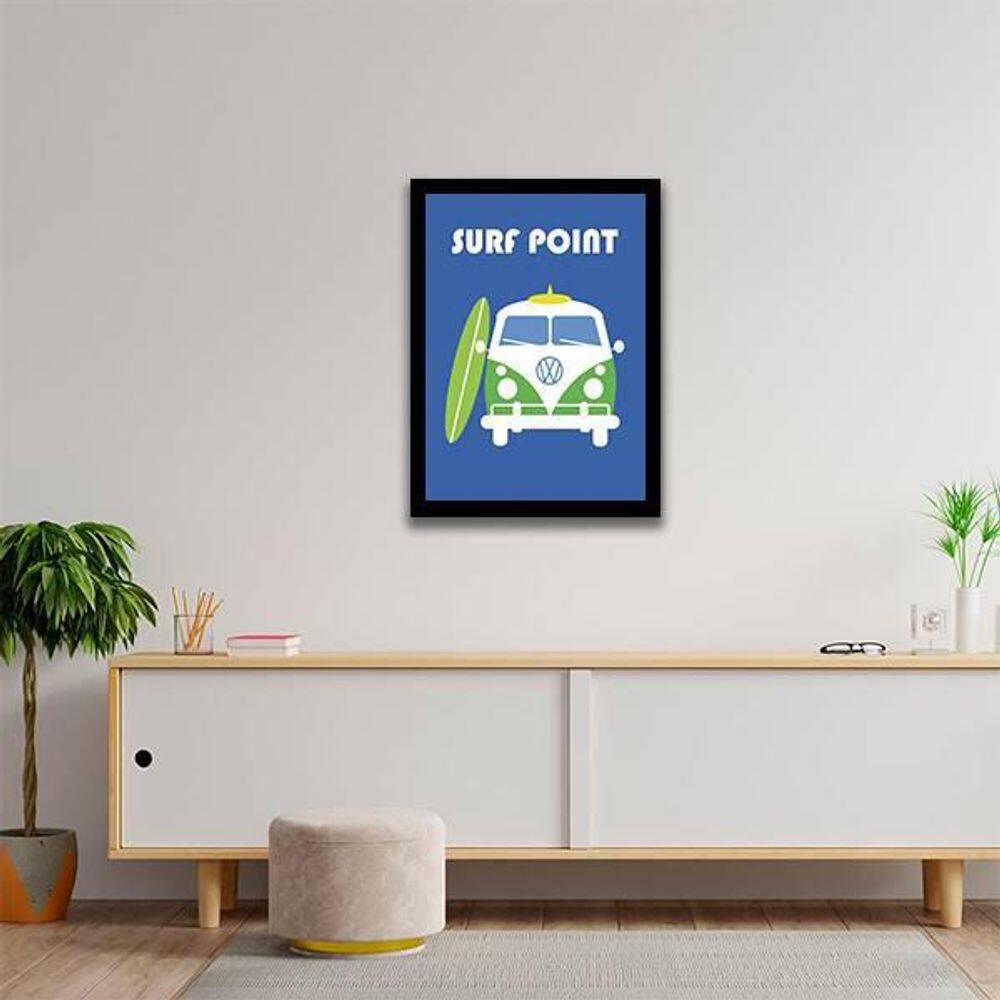 Quadro Decorativo Surf Point 45x34Cm Moldura Preta