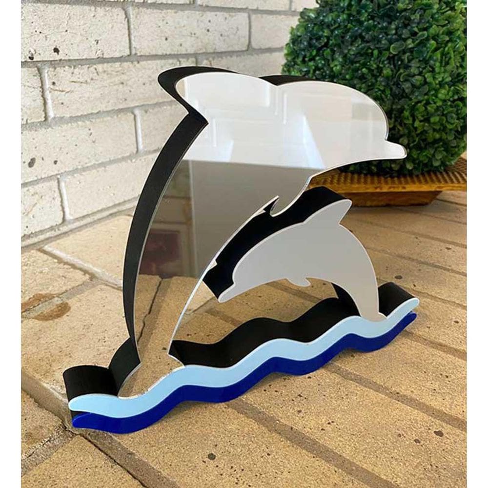 Golfinhos 01 Mdf Decoryou Prata Espelhado 20x26cm