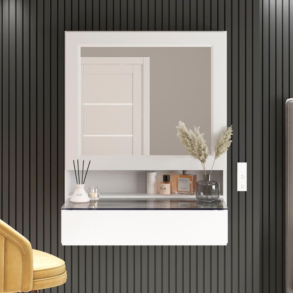 Penteadeira Suspensa Ditalia 1 Gaveta Branco PE-130 Cozy