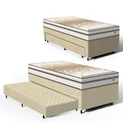 Cama Box com Colchão de Molas Ensacadas Double Face Pillow Euro Alfa Probel + Auxiliar de Espuma Unique Solteiro 88cm