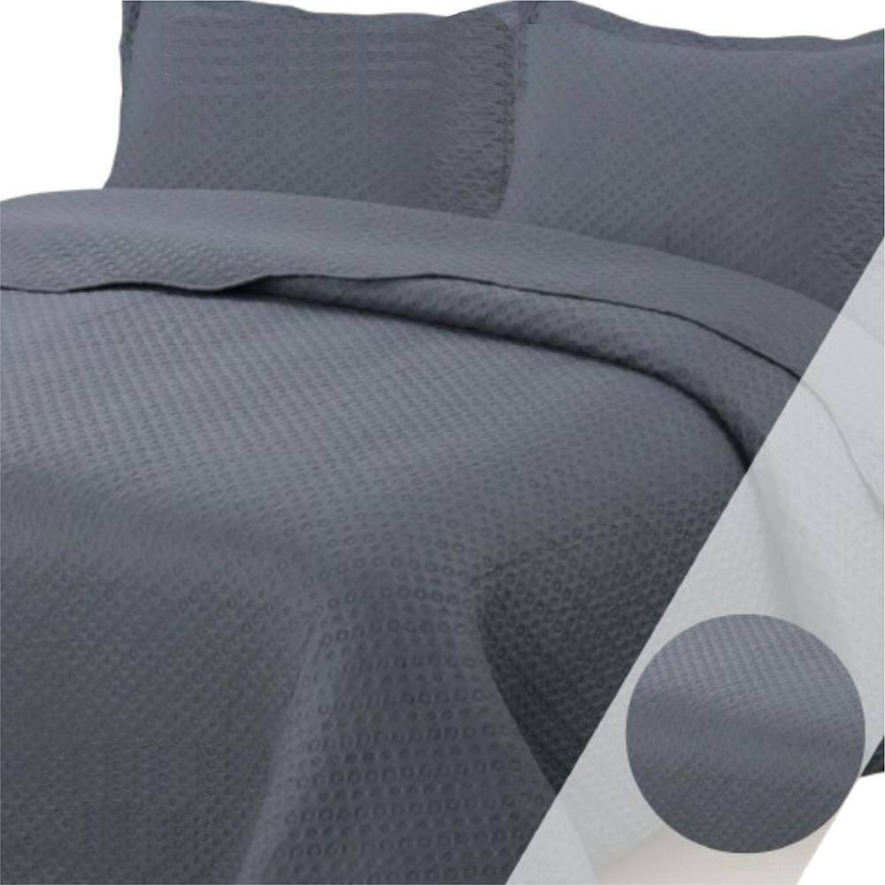 Colcha Queen Bouti Dupla Face 03 Peças - Cinza
