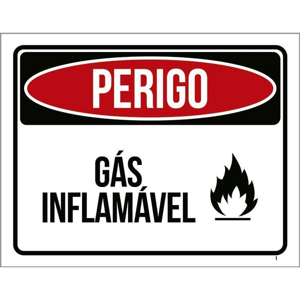 Placa Perigo Gás Inflamável - Sinalização Cuidado  36X46