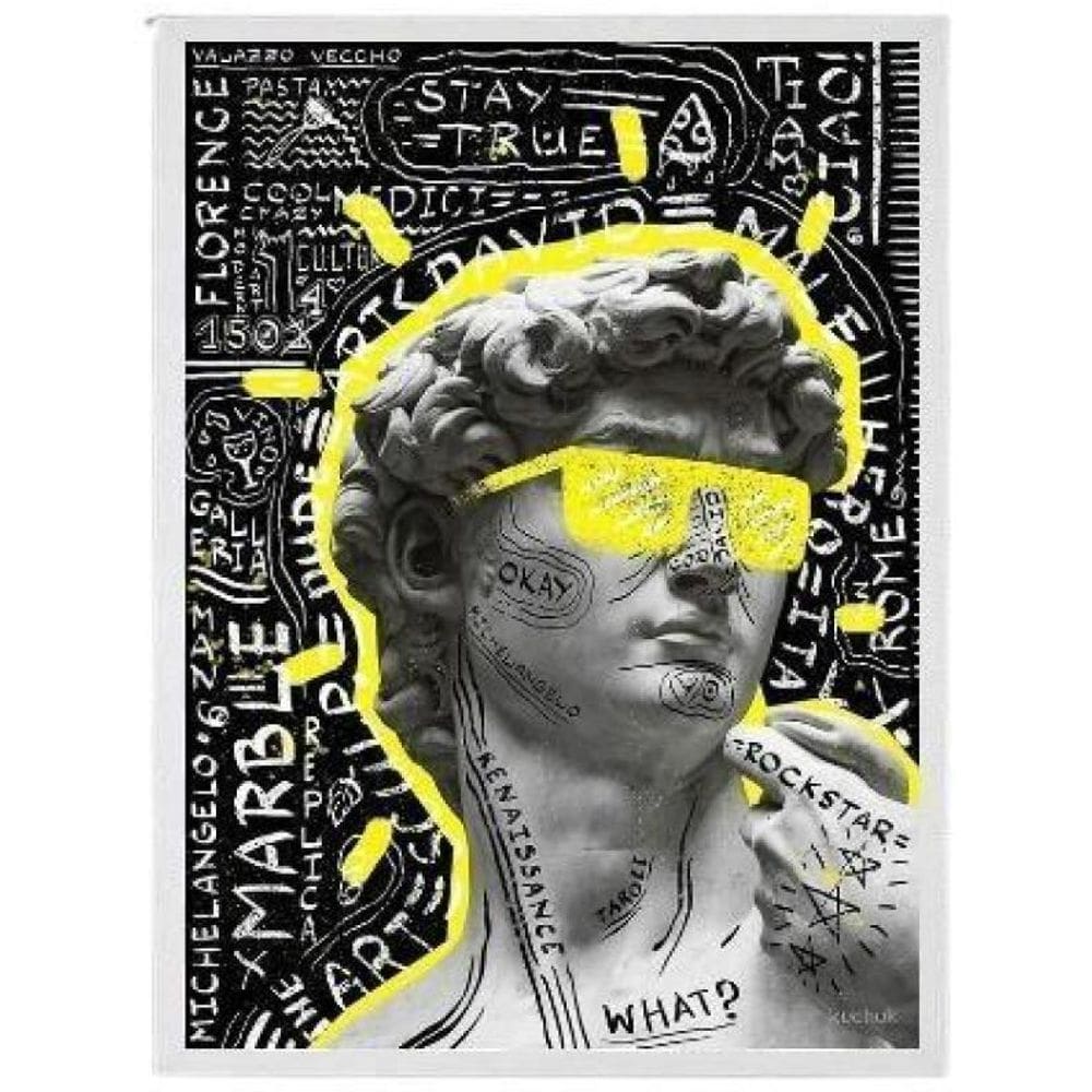 Quadro Estátua Grega Pop Art 45X34Cm - Madeira Branca