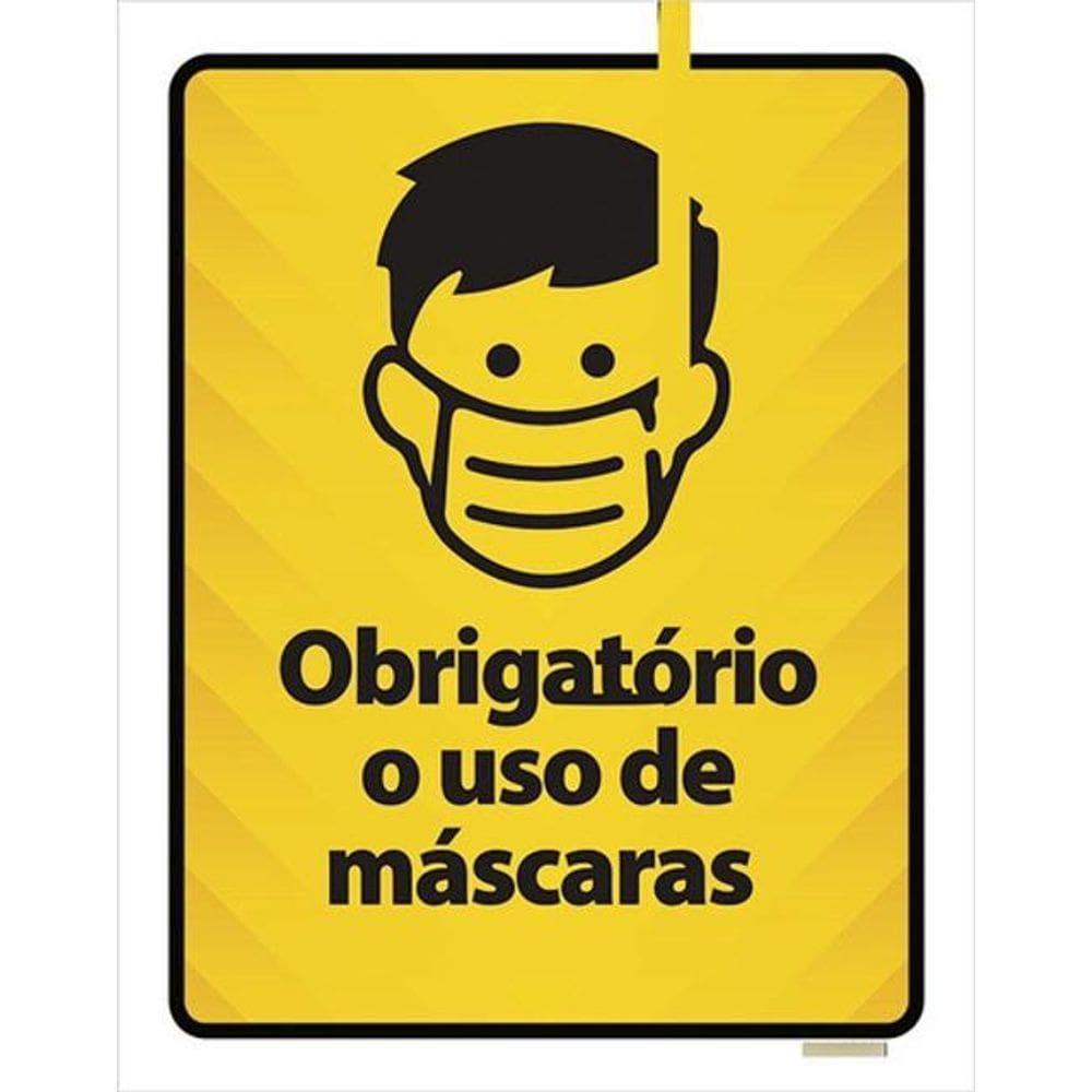 Kit 3 Placas Sinalização - Obrigatório Uso Máscaras Ícone