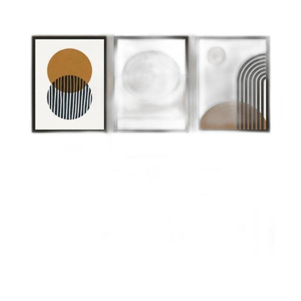 Kit 3 Quadros Geométricos Quarto Marrom 24X18Cm - Com Vidro