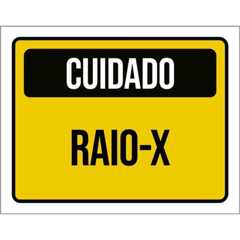 Kit 5 Placas Sinalização - Cuidado Raio-X Amarelo