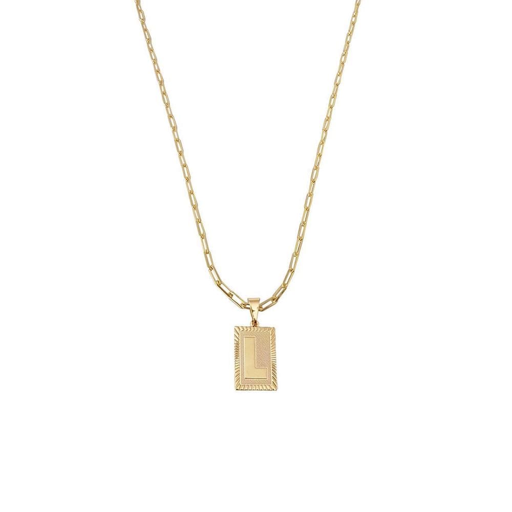 Cordão 45Cm Masculino Feminino Pingente Letra L Banhado Ouro
