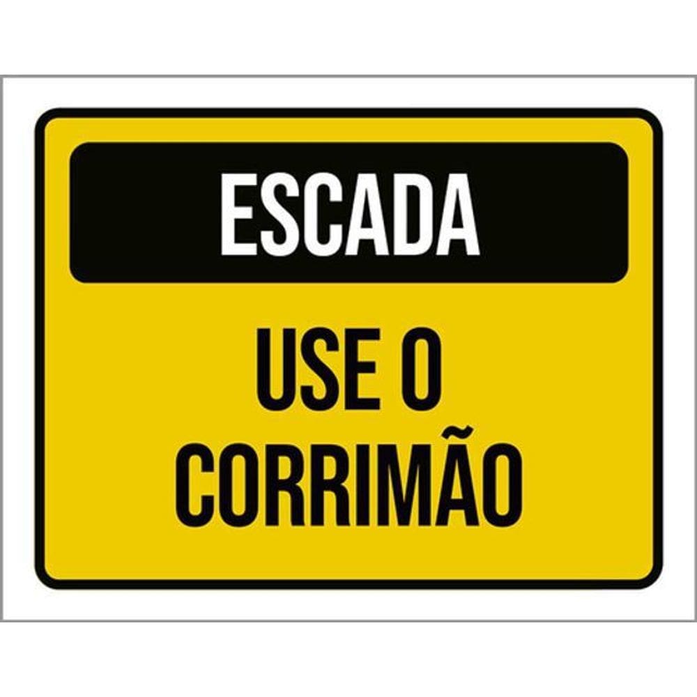 Kit 10 Placas Escada Use Corrimão Amarela 36X46