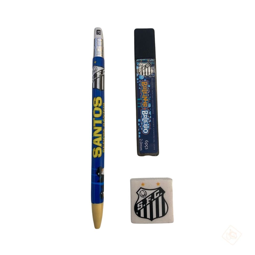 Kit Lapiseira 2mm Grafite e Borracha  Santos FC - Mileno