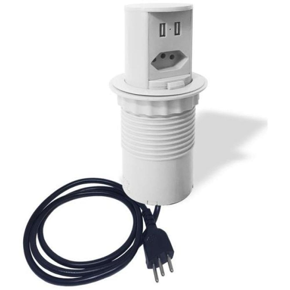 Mini Totem Pop Manual 1 Tom Nbr 10A + 2Usb - Branco