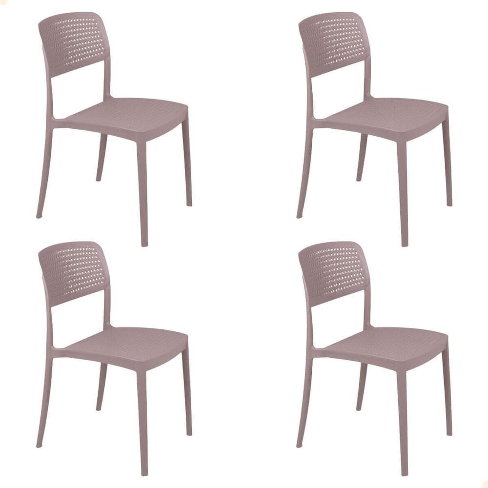 Kit 4 Cadeira Tramontina Serena Em Polipropileno Cor Camurça 92096210