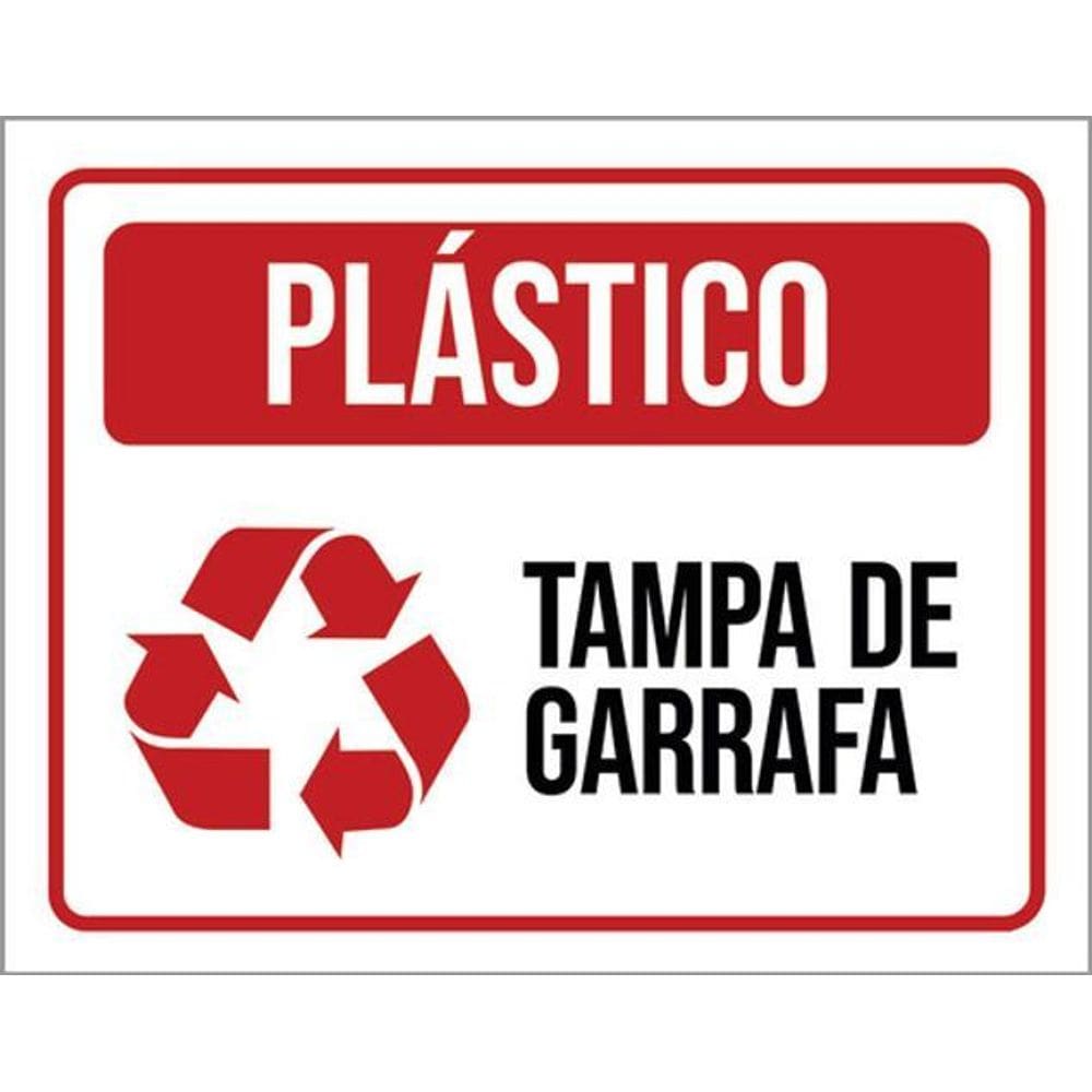 Kit 3 Placas Sinalização - Lixo Plástico Tampa De Garrafa