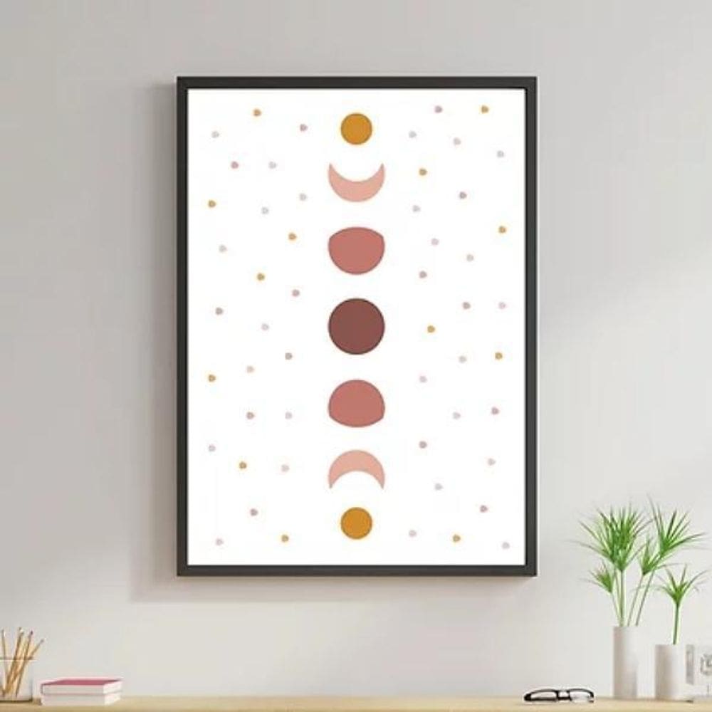 Quadro Sequência De Luas Boho 33X24Cm Madeira Preta