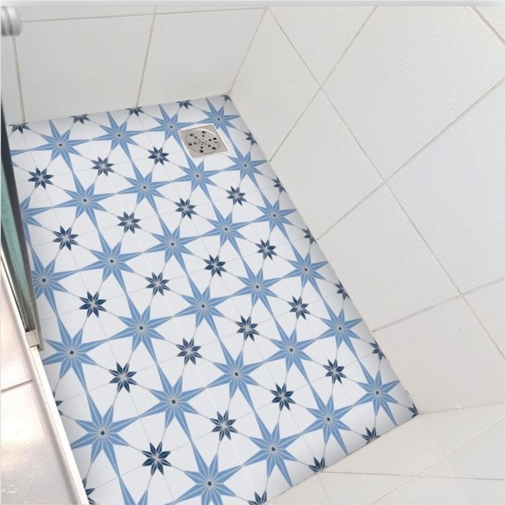 Adesivo Piso Box Estrela Azul Antiderrapante 1,20 X 0,97 M