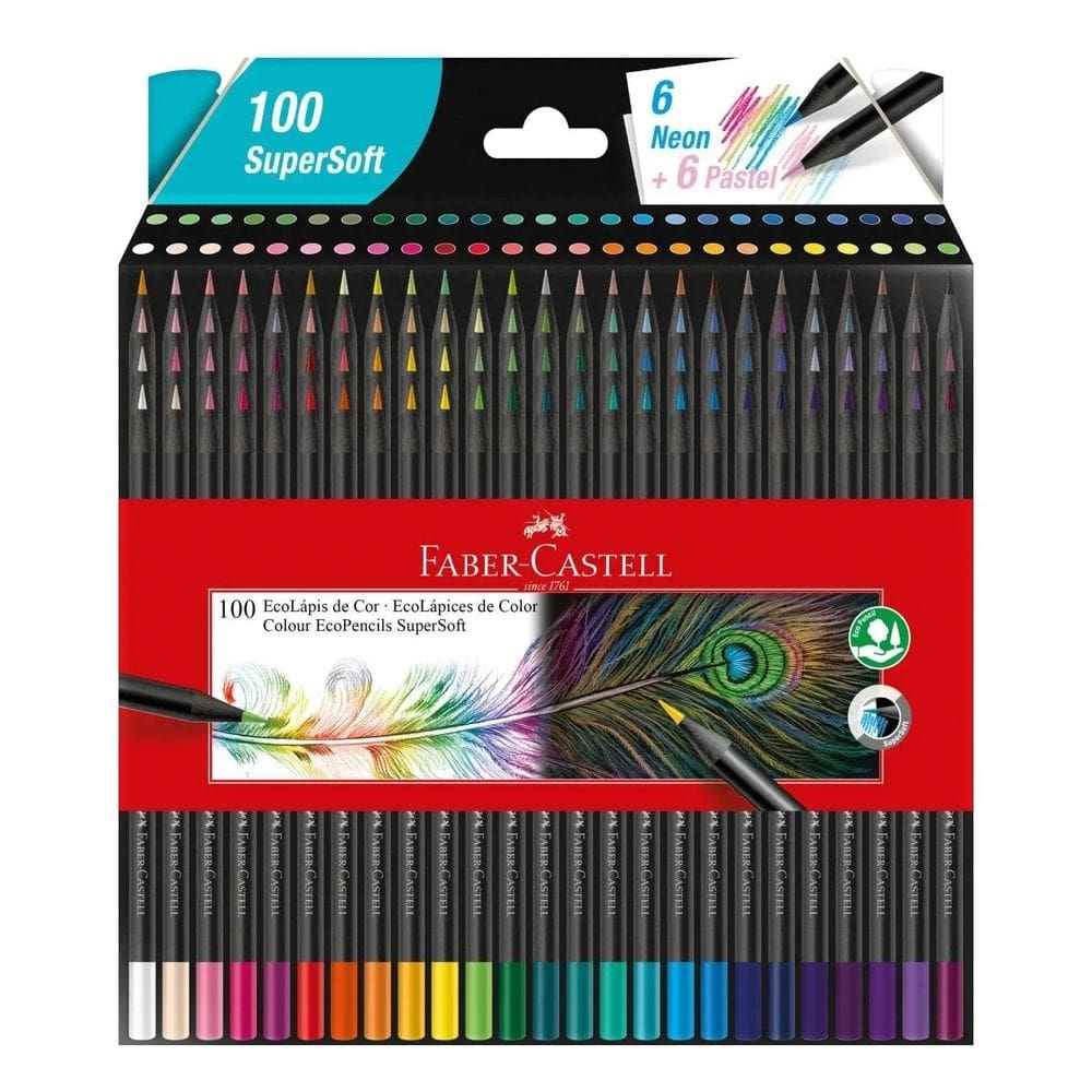Conjunto de Lápis de Cor Ecolápis SuperSoft - 100 Cores - Faber-Castell