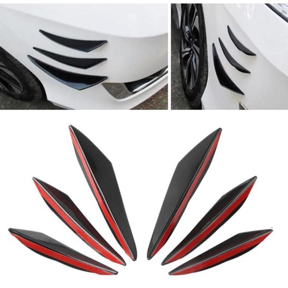 Kit 6 Spoiler Canards Para-Choques Dianteiro Preto